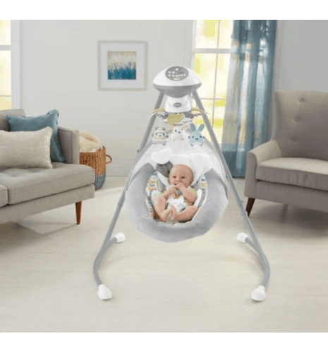 A baby in a swing